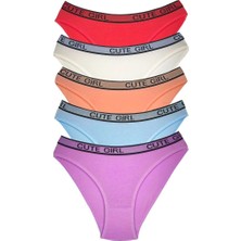 Royaleks 5 Adet Beli Yazılı Pamuklu Kalın Lastik Kadın Slip Külot