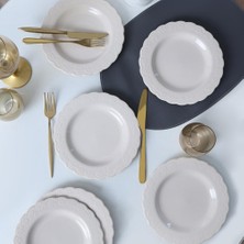 Esranın Dünyası Keramika Krem Tango Pasta Tabağı 21 cm 6 Adet 030