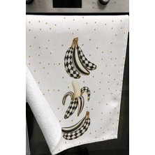 Valerine Life El Kurulama Havlusu 30X50CM Mutfak, Fırın Için Pamuklu Emici Damalı Muzlar