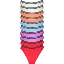 Royaleks 10 Adet Beli Yazılı Pamuklu Kalın Lastik Kadın Slip Külot