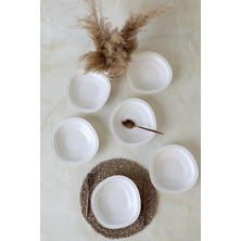 Esranın Dünyası Keramika Beyaz Bloom Yemek Tabağı 24 cm 6 Adet 006
