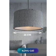 My Best Store Koyu Gri Kumaş Başlıklı Sarkıt Avize 35 cm