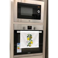 Valerine Life El Kurulama Havlusu 30X50CM Mutfak, Fırın Için Pamuklu Emici Damalı Limon