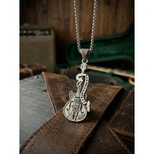 Velcari Gitar Figürlü Minimalist Stil Paslanmaz Çelik Erkek Kolye