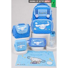 x Dekomus Lisanslı Cinnamoroll Blue Cloud Collection Okul,termoslu Beslenme ve Kalem Çantası,matara,beslenme Kabı,beslenme Örtüsü Seti