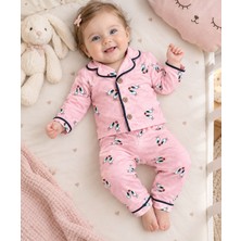 Pembe Civciv Desenli Alt Üst Bebek Pijama Takımı -%100 Pamuklu