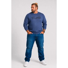 Moc Grande Mocgrande Erkek Büyük Beden Sıfır Yaka Sweat Twenty 24200 INDIGO