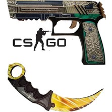 Şımartan Ahşap Cs-Go Royal Consert P250 Tabanca Tiger Tooth | Kaplan Dişi Karambite Set Gamer Hediyelik