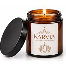 Karvia  Kokulu 100 cc Siyah Amber Cam Kavanoz Mum - El Yapımı