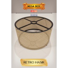 My Best Store Retro Hasır Lambader Başlığı 35 cm Mega Boy