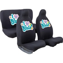 Esranın Dünyası Mirsepet Tasarım Logo Oto Koltuk Kılıfı Fiat Stilo Ile Uyumlu I Love Cats Kedi Baskılı Penye Kumaş Siyah