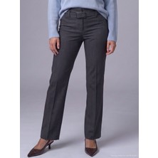 Dilvin 72790 Kemerli Düz Paça Pantolon-Gri