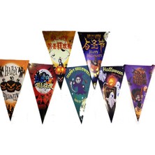 Ett Lüks Baskılı Üçgen Model Halloween Banner Süs Bayrak 8 Li