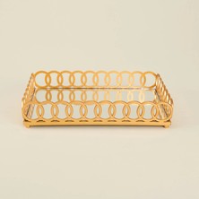 Matmel Deco Meander Aynalı Dekoratif Tepsi - Altın - 31X21 cm