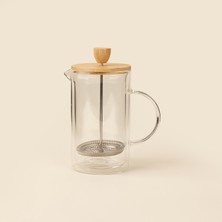 Bambum Azir Çift Cidarlı French Press - Şeffaf / Açık Kahverengi - 600 ml