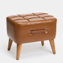 Just Home Home Ottocase Nostaljik El Yapımı Kapitoneli Deri Puf - Kahverengi -35X33X43 cm