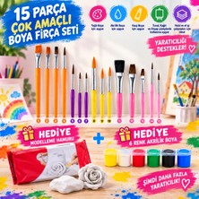Merstore 15 Parça Çok Amaçlı Boya Fırça Seti, Akrilik Boya ve Kil Hamuru