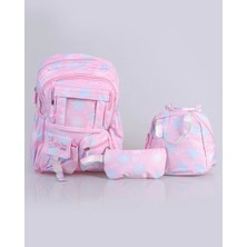 Fleurs Chic Pembe Kore Serisi Okul Çantası Beslenme Çantası Kalemlik Seti