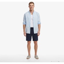 Nautica Erkek Lacivert Regular Fit Çizgili Keten Şort B65104T.4NV