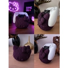 Hello Kitty Örgü Desenli Kol Standı 3D Baskı Dekoratif Oyuncu Aksesuarı - Mor