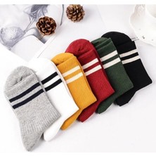 İkonik Socks Unisex 12 Çift Karışık Renkli Pamuklu Kolej Çorap Ekonomik Paket