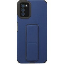 Cotton Soft Samsung Galaxy A03S Kılıf Mega Standlı Silikon - Mavi