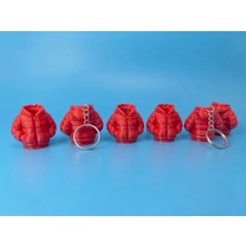 Şişme Mont (Puffer Jacket) Figürlü Anahtarlık - 3D Baskı - Kırmızı