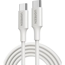 Uravas Store Ugreen Usb-C 60W 3A Qc Pd Örgülü Hızlı Şarj Kablosu, 2 Metre, Beyaz, 35254