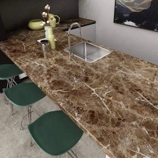 Mermer Desenli Masa Tezgah Mutfak Su Geçirmez Yapışkanlı Folyo Sticker Kahverengi 5x0,6m ( Lisinya )