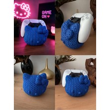 Hello Kitty Örgü Desenli Kol Standı 3D Baskı Dekoratif Oyuncu Aksesuarı - Mavi