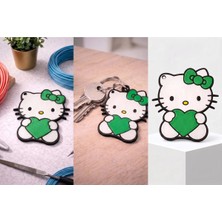 Hello Kitty Figürlü Anahtarlık - 3D Baskı - Yeşil