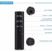Car Bluetooth Music Driver Araç Aux Hands-Free Mp3 Bağlantı Kiti ( Lisinya )