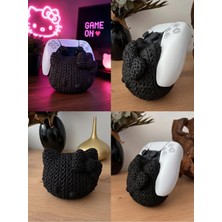 Hello Kitty Örgü Desenli Kol Standı 3D Baskı Dekoratif Oyuncu Aksesuarı - Siyah