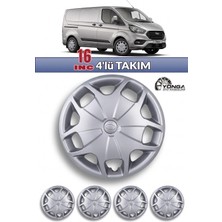 YONGA OTO AKSESUAR Ford Transit Custom 16 Inç Kırılmaz Jant Kapağı 4 Adet Gümüş + 4 Amblem + 8 Cırt Kelepçe