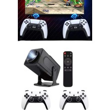 Eco Lounge 4K Android Smart Wi-Fi Çift Kollu Projeksiyon Game Box Kumandalı Taşınabilir