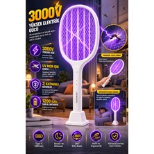 Aesco 3000V Şarjlı Elektrikli Sinek Raketi Standlı Sivrisinek Haşere Öldürücü Sineklik Haşere Aleti D028