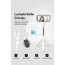 LED Işıklı Selfie Çubuğu Bluetooth Kumandalı Kablosuz Tripot Selfie Monopod Selfie Stick (Beyaz) ( Lisinya )