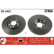 TRW Dpmix-Hb Ön Fren Aynasi Golf Iv 00 V 03 Polo 01 Bora 98 Octavia 98 Fabia 05 Ibiza 05 288X25X5DLXHAVALI