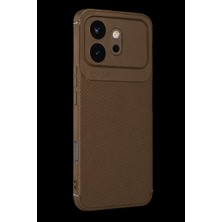 Huawei Honor 600 Auto Focus Karbon Kapak - Kahverengi