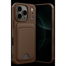 Cotton Soft Apple iPhone 17 Pro Kelvin Kartvizitli Silikon - Kahverengi
