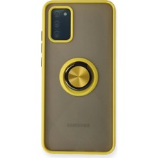 Akıllı Bayi Samsung Galaxy A02S Kılıf Montreal Yüzüklü Silikon Kapak - Sarı