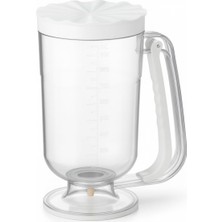 Aesco Beyaz Hamur Porsiyonlayıcı – Kek, Krep, Muffin ve Pancake Hamuru Dağıtıcı, Ölçekli Karıştırma Kabı 900 ml