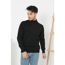 Fantastik Store Erkek Yarım Balıkçı Yaka Triko Kazak - Siyah