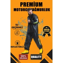 Fantastik Store Erkek Premium Motorcu Kurye Yağmurluk Takım Su Geçirmez Pvc Kumaş Reflektörlü  - Siyah