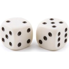 Aesco Star 16X16 mm Okey Zarı Seti (2 Adet) – Beyaz Plastik, Net Siyah Noktalı Standart Boyut Okey & Oyun Zarları – Dayanıklı ve Pürüzsüz Yüzey