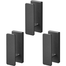 Aesco Yamazaki 1689 Tower Duvar Askısı (3'lü Set), Siyah, Çelik/abs Reçine, Minimalist, 3 x 2,4 x 6,5 cm