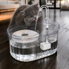 Aesco Şeffaf Otomatik Kedi Su Pınarı 2,3 L – Filtreli Ultra Sessiz Kedi Su Çeşmesi USB Bağlantılı Atapet