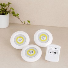 Akıllı Bayi 3'lü Pilli Kumandalı Dokunmatik Yuvarlak LED Lamba Seti