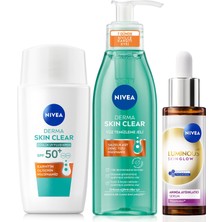 Aesco LUMINOUS630 Skin Glow Aydınlatıcı Serum 30ML, Güneş Koruyucu Krem ve Yüz Temizleme Jeli, Niasinamid
