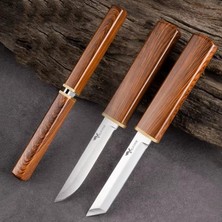 Aesco Valkyrie 2’li Japon Tanto Şef Bıçağı Seti – Paslanmaz Çelik, Kılıflı, Ultra Keskin Kamp & Mutfak Bıçak Seti Kahve